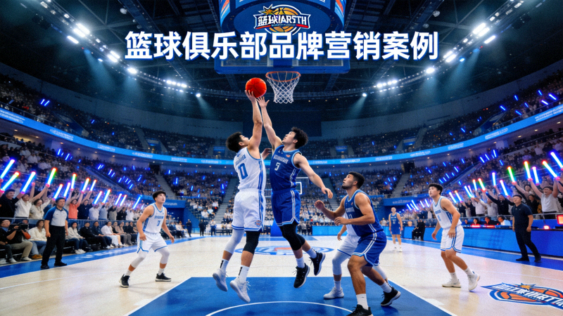 篮球俱乐部品牌营销案例 - 一个篮球俱乐部的标志性场馆内，正在进行激烈的比赛，观众席座无虚席
